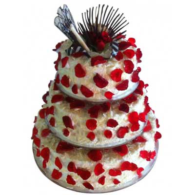 "White Forest Cake with Rose Petals - 6kgs - Click here to View more details about this Product